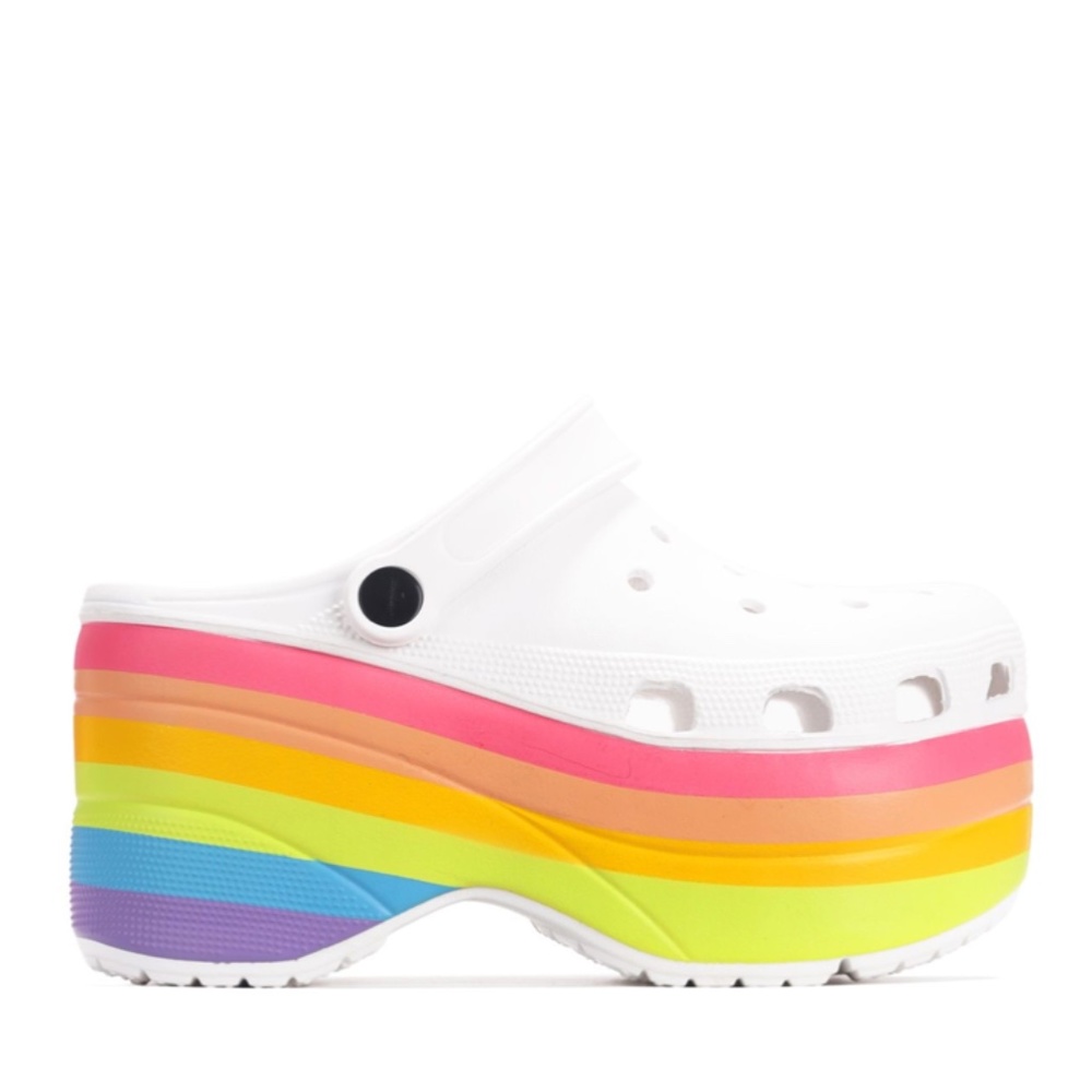 Platform Croc Style Lightweight Clogs in White - Picture 3 of 4